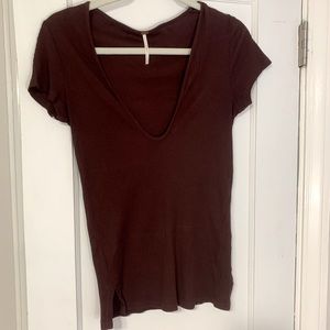 Burgundy free people tee